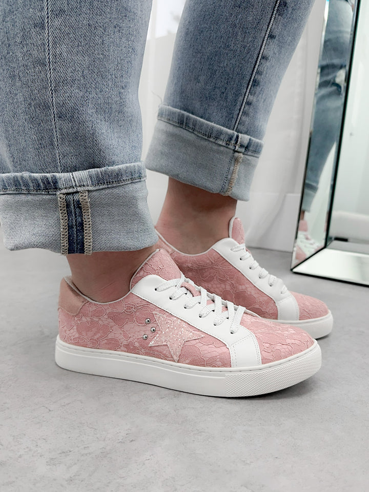 Supernova Sneaker in Pink Lace by Corky's