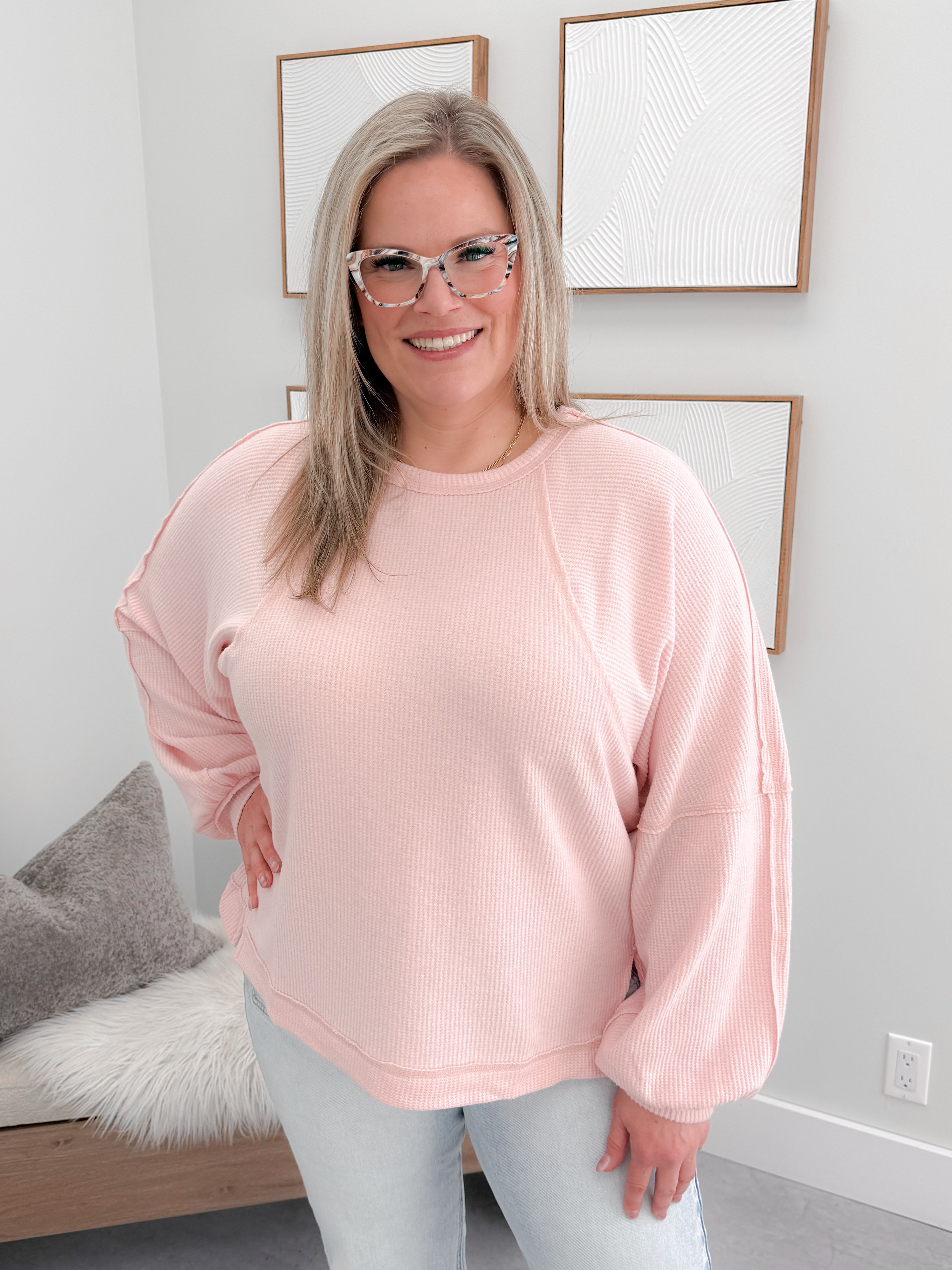 Zora Waffle Long Sleeve in Pink