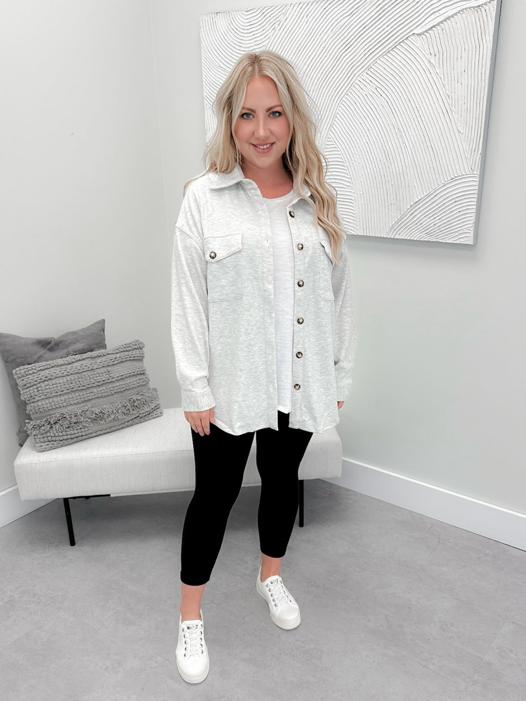 Janny Shacket in Heather White