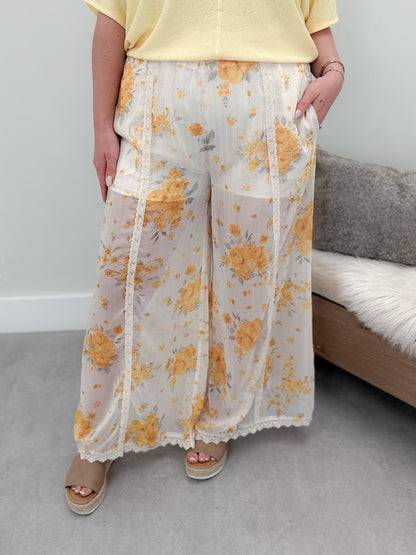 Yellow Rose Pants in Ivory