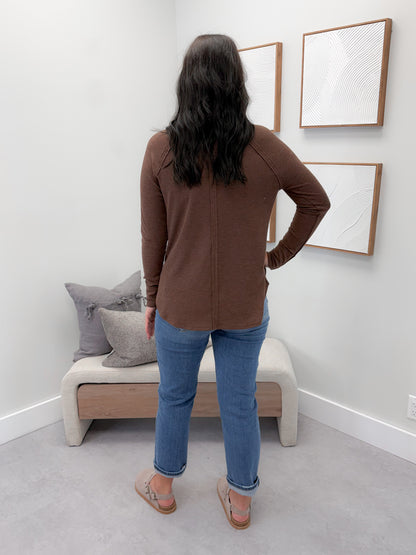 Emory Waffle Long Sleeve in Brown