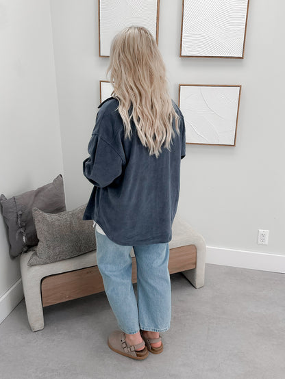 Arlowe Shacket in Denim Blue