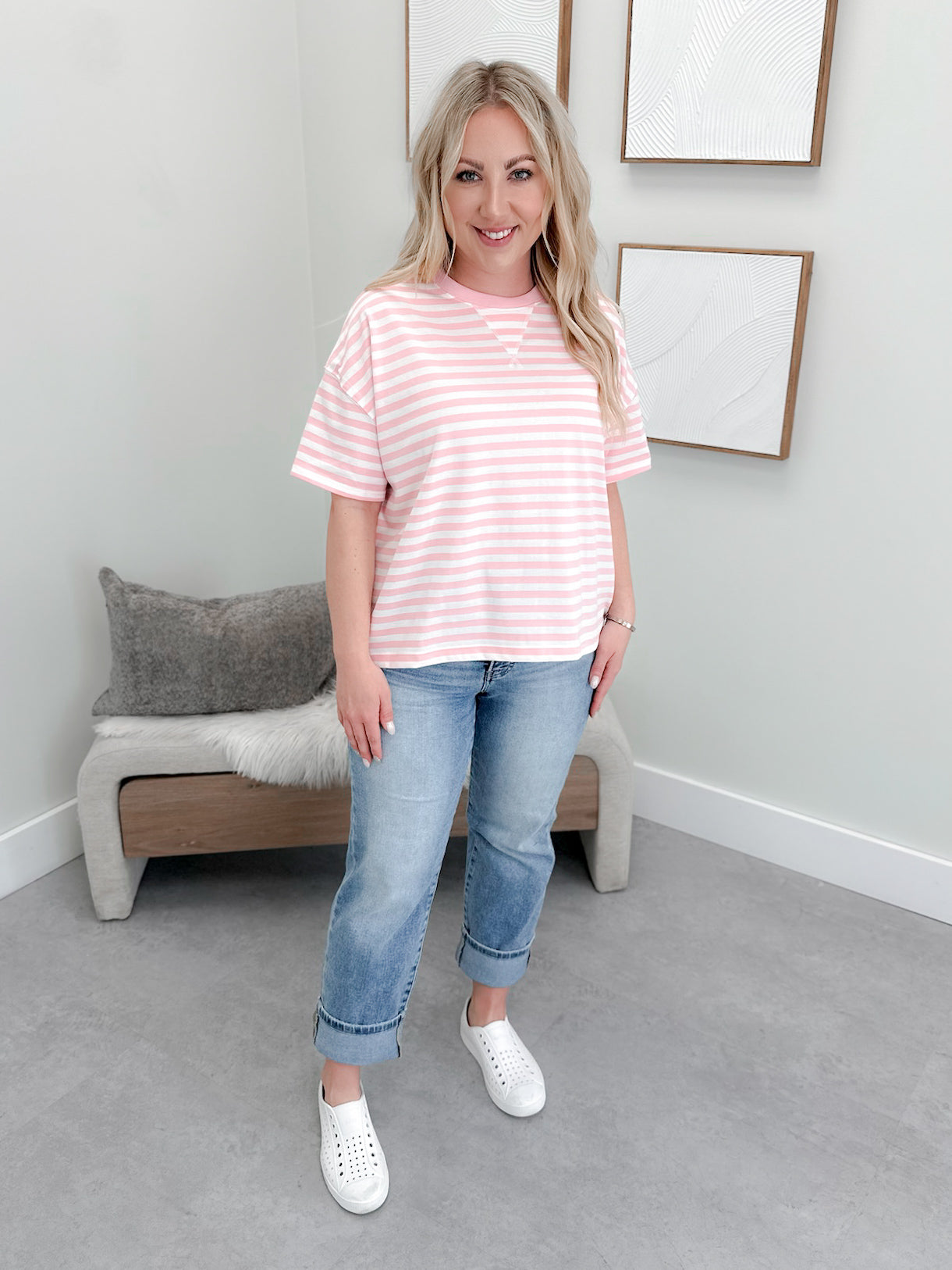 Trust Tee in Pink Stripe