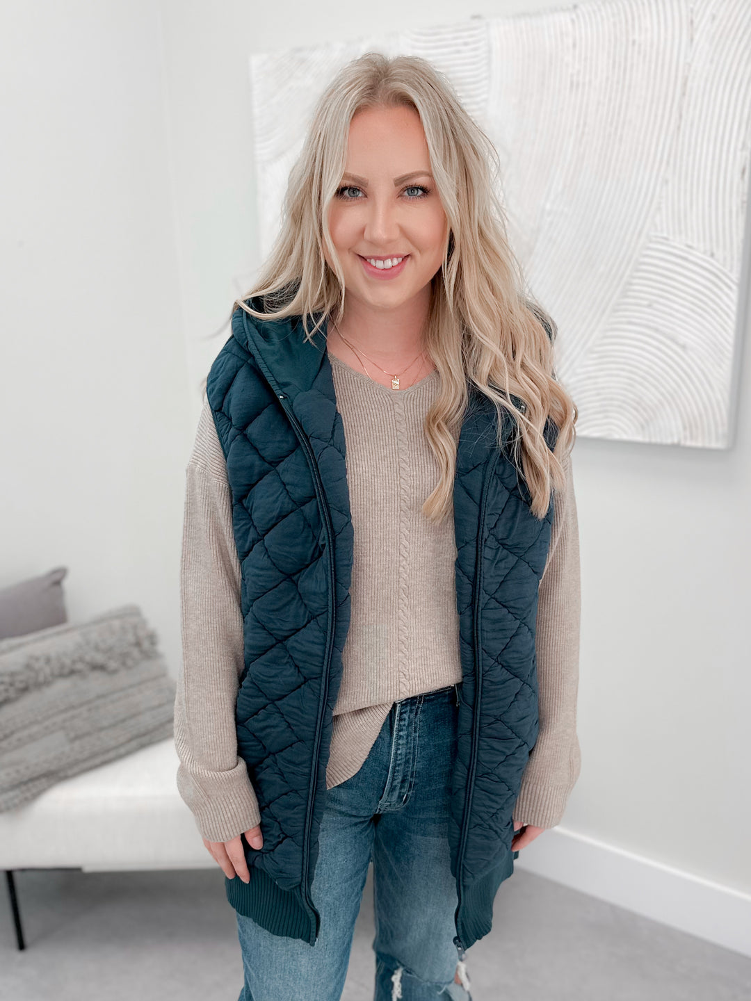 Nickie Quilted Vest in Midnight