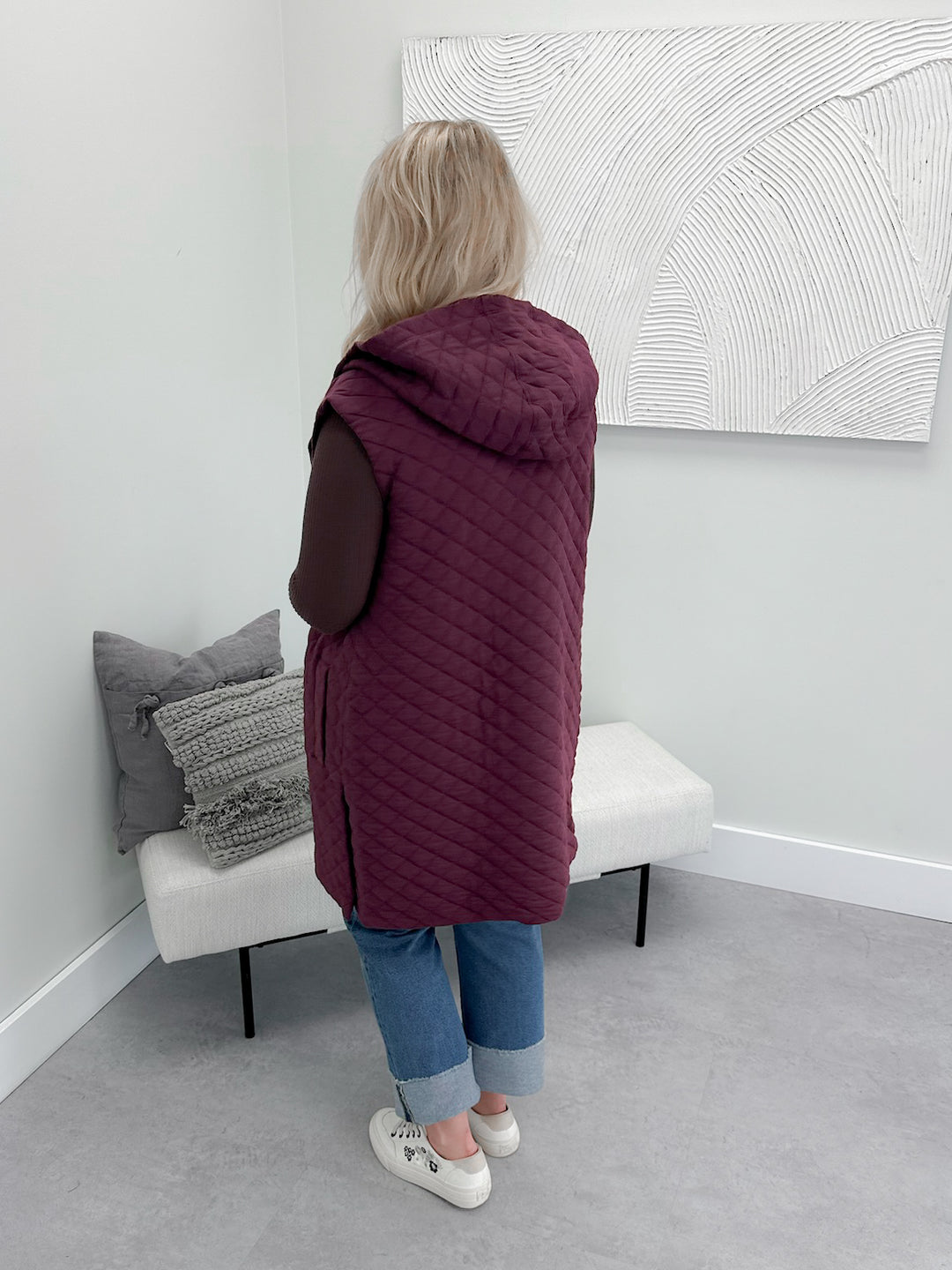 Jonnie Quilted Vest in Plum