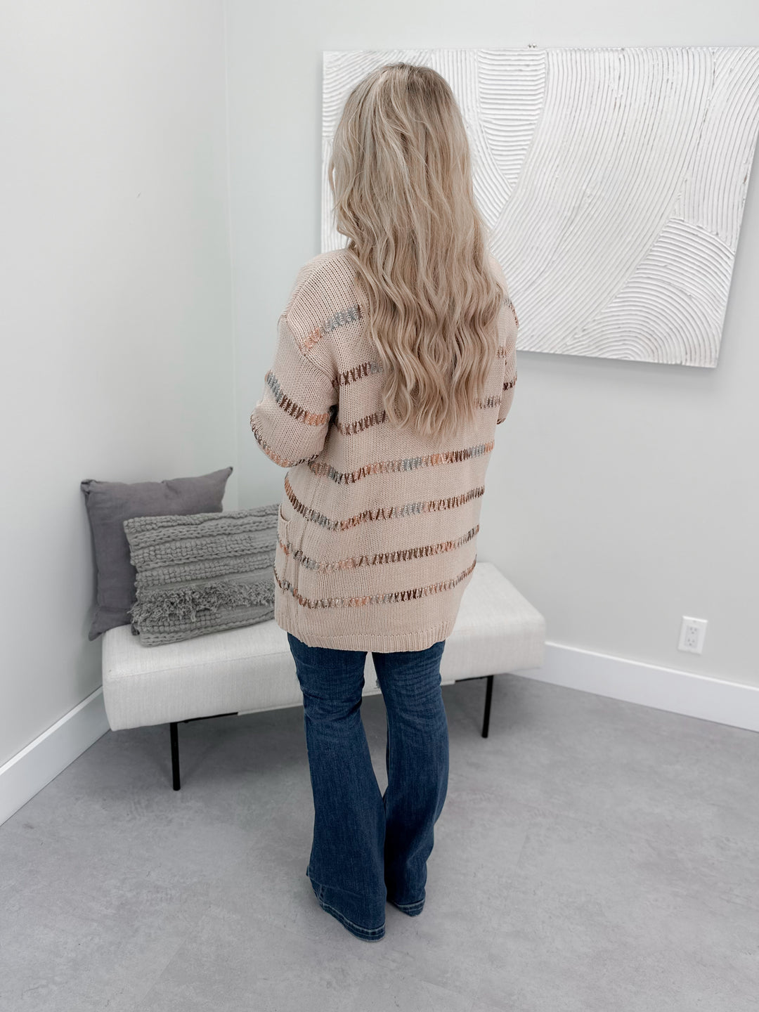 Laura Stitched Cardi in Taupe