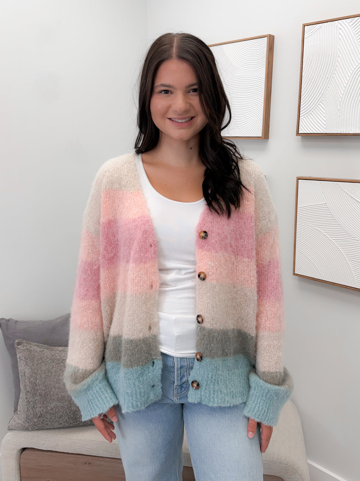 Fauna Cardigan in Mixed Stripes