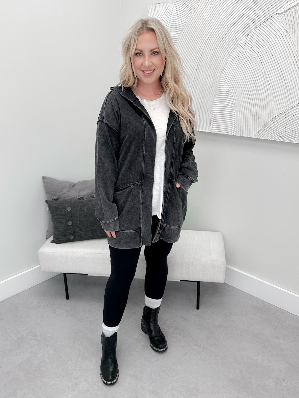 Faye Cardigan in Acid Black - Small