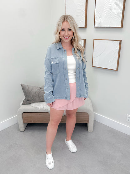 Roxie Shacket in Light Denim