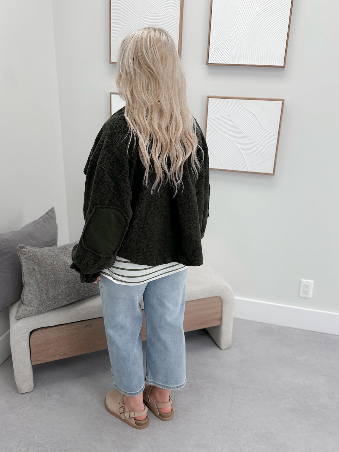 Cozy Up Cropped Jacket in Olive