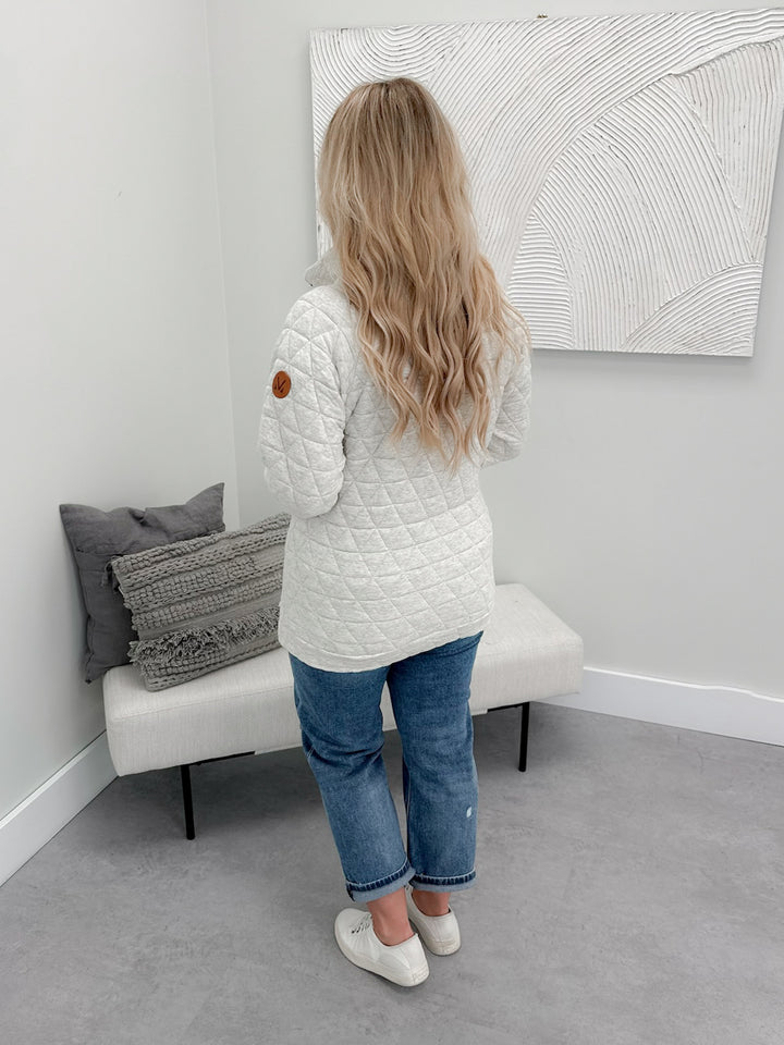 Geometric Button Snap Pullover in Oatmeal