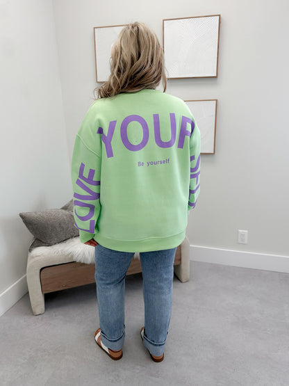 Love Yourself Pullover in Mint