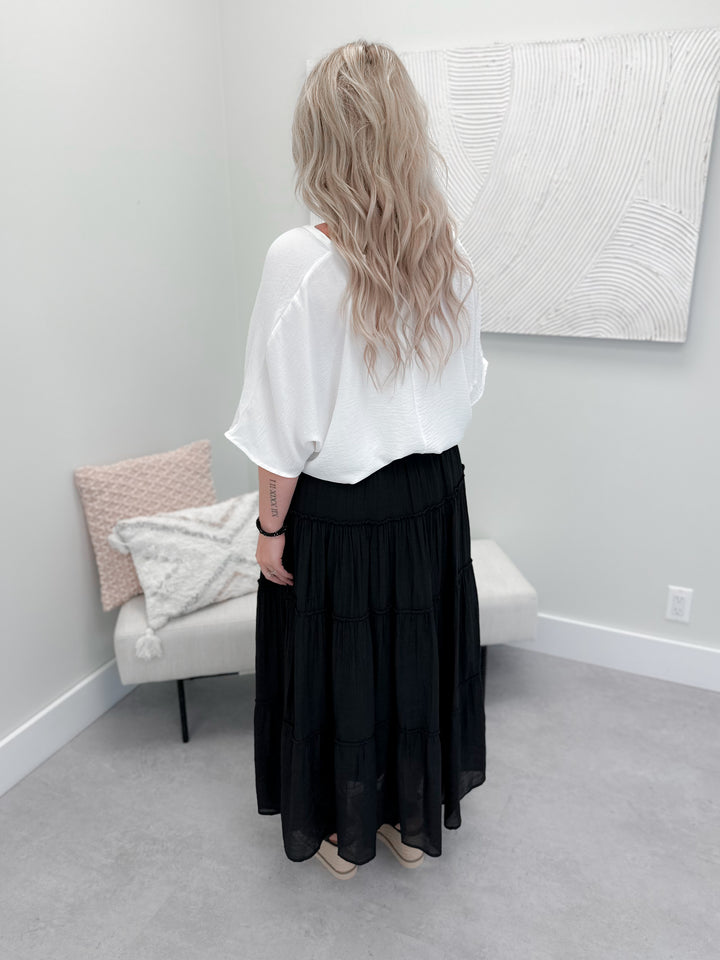 Sicily Tiered Skirt in Black