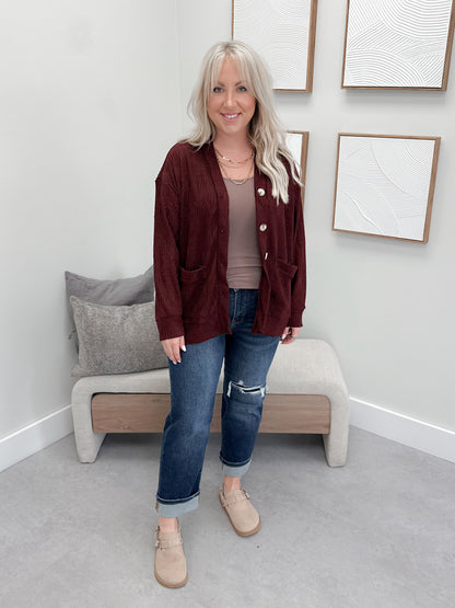 Quinn Cardigan in WIne
