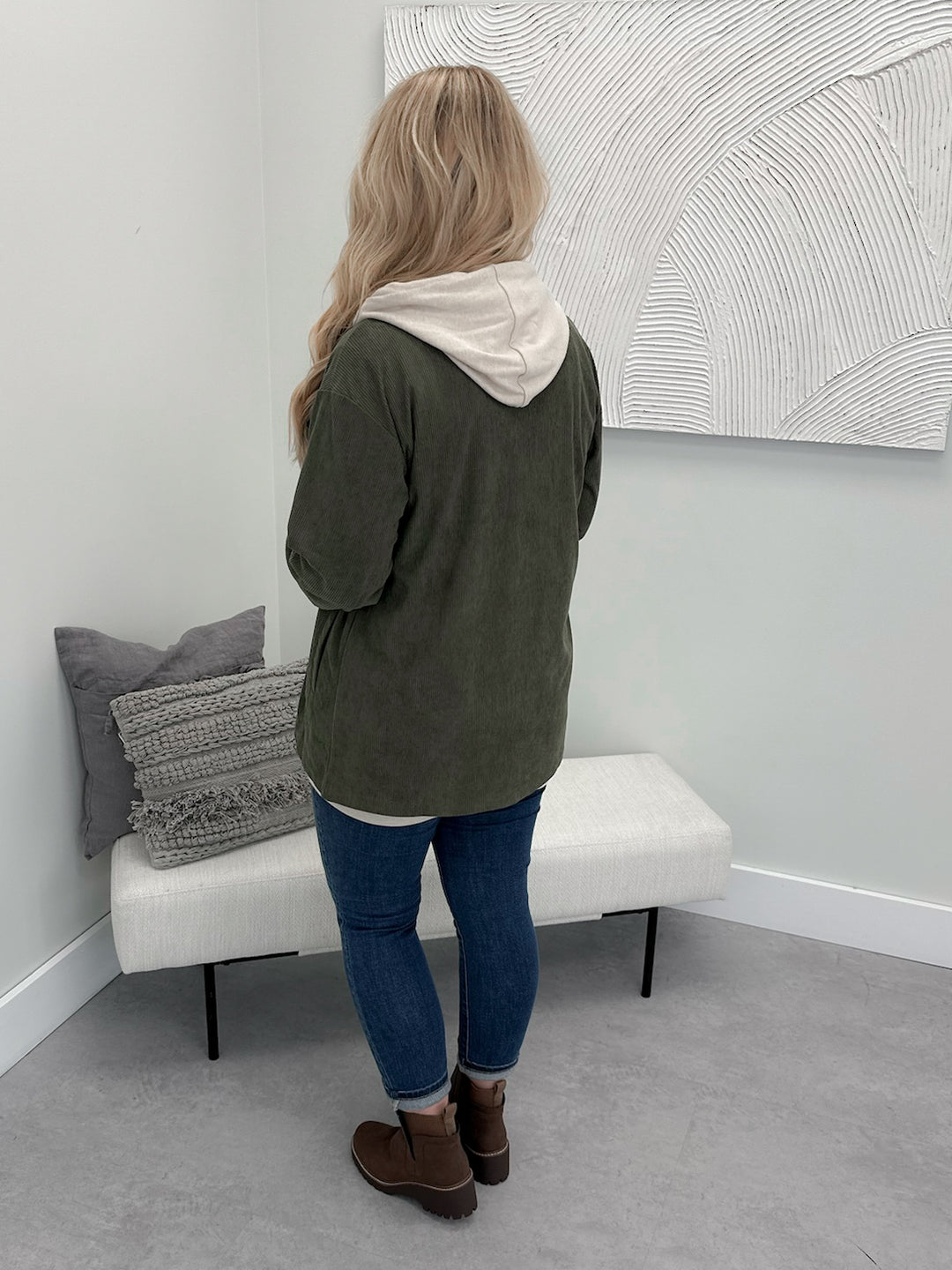 Atlas Corduroy Shacket in Olive