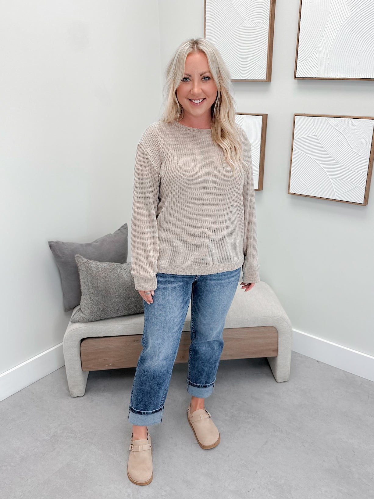 Tait Waffle Pullover in Mocha