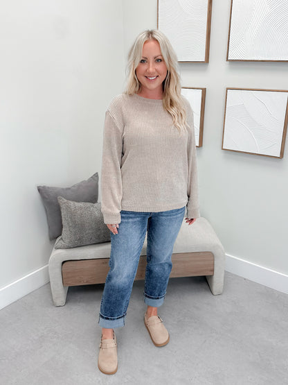 Tait Waffle Pullover in Mocha