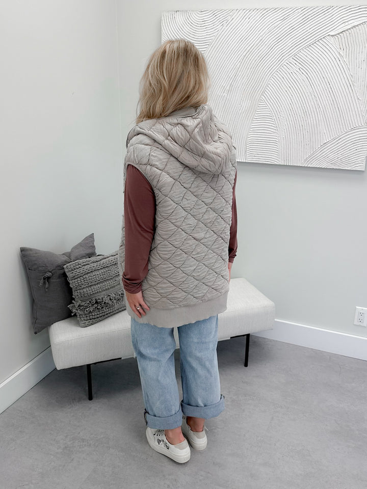 Marley Quilted Vest in Taupe