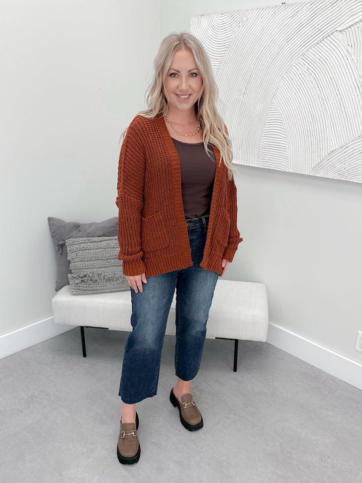 Chenille Cardigan in Pumpkin
