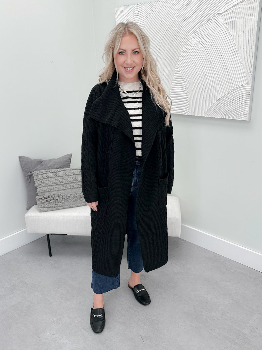 Beth Long Coatigan in Black