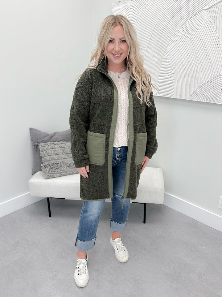 Beckham Long Jacket in Burnt Olive