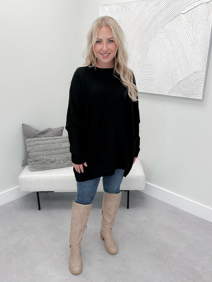Ash Pocket Sweater in Black