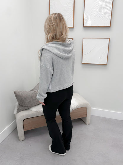 Skylar Cropped Zip Up Hoodie in Grey