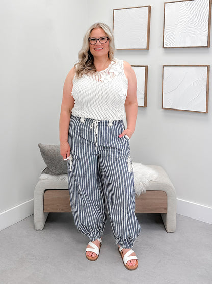 Connie Striped Pants in Chambray