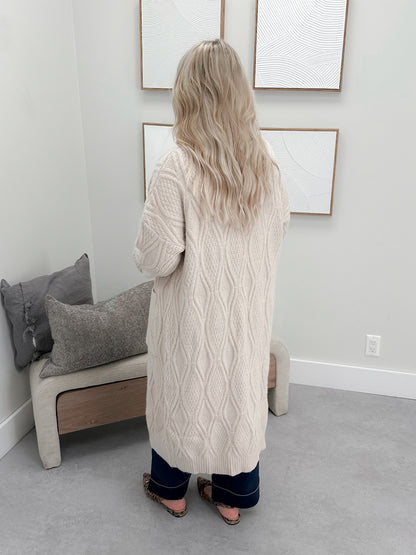 Primrose Long Cardigan in Almond. by Pol