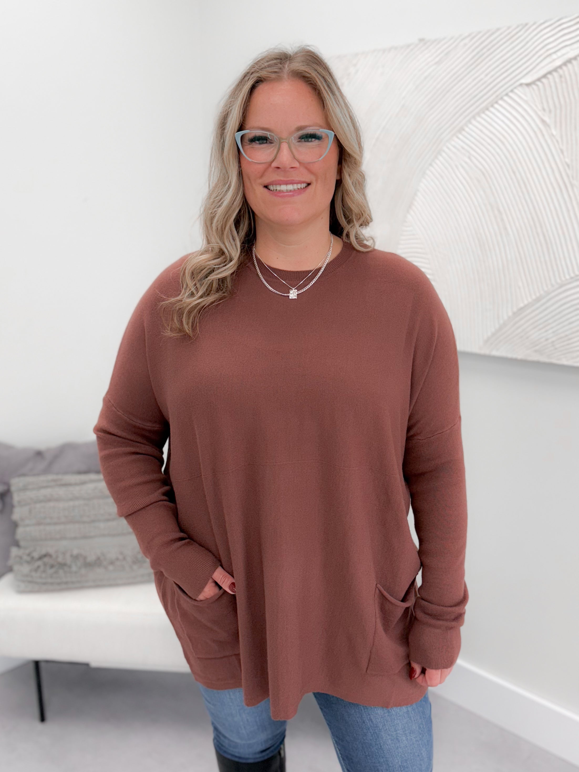 229 Pocket Sweater in Cerise by Twenty Nine The Label