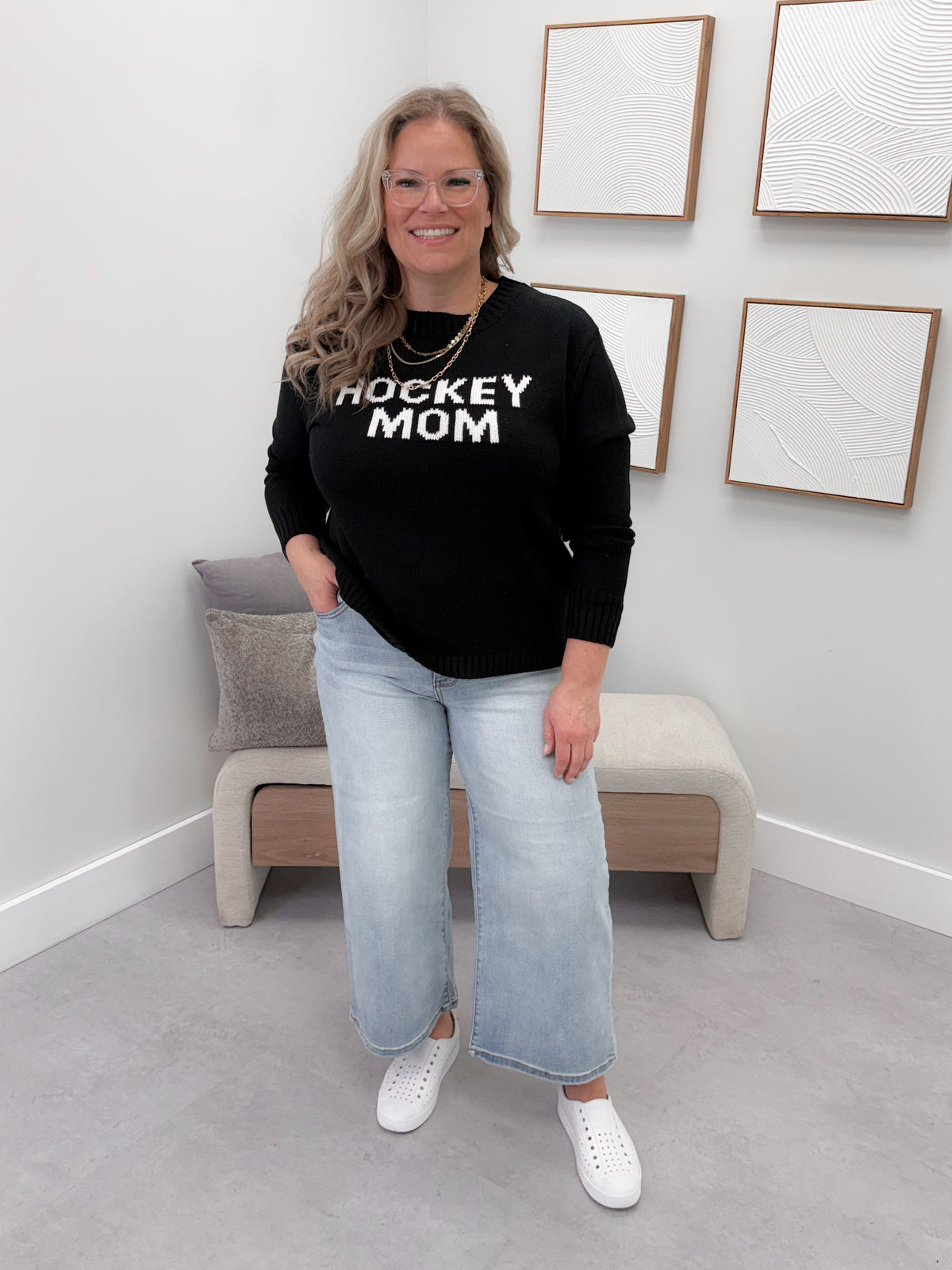 Hockey Mom Sweater in Black