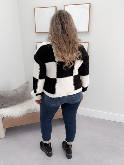 Checks Sweater in Black and White