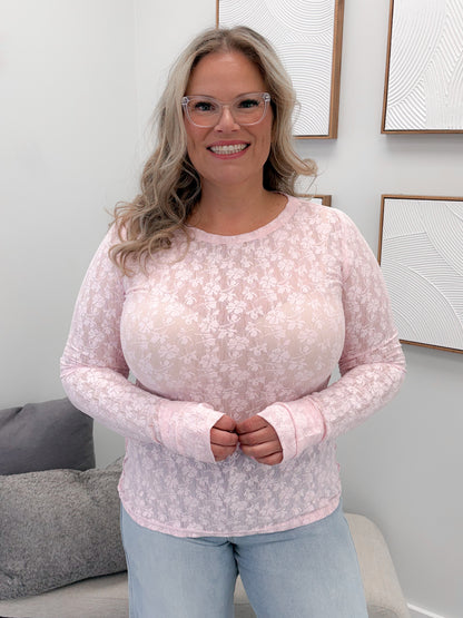 Hattie Lace Long Sleeve in Rose by Ampersand Avenue