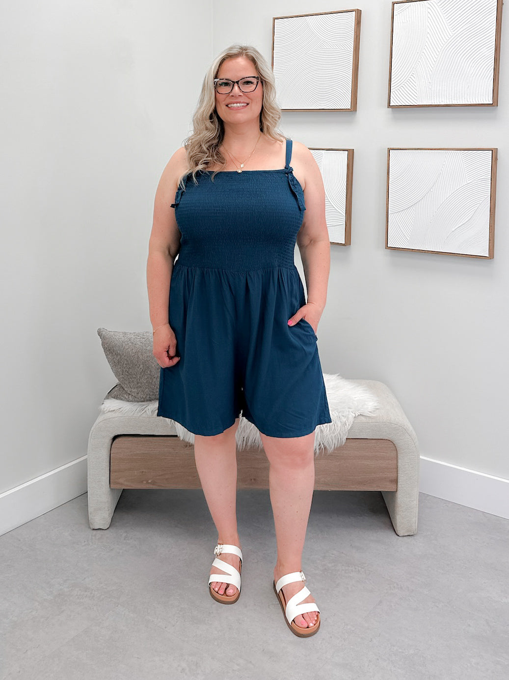 Novel Romper in Teal