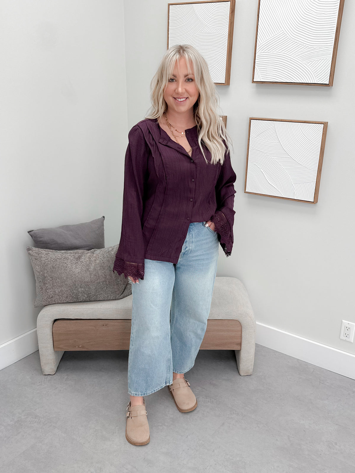Donni Blouse in Italian Plum by Free People