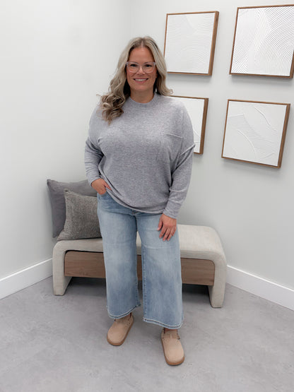 Denton Brushed Pullover in Heather Grey