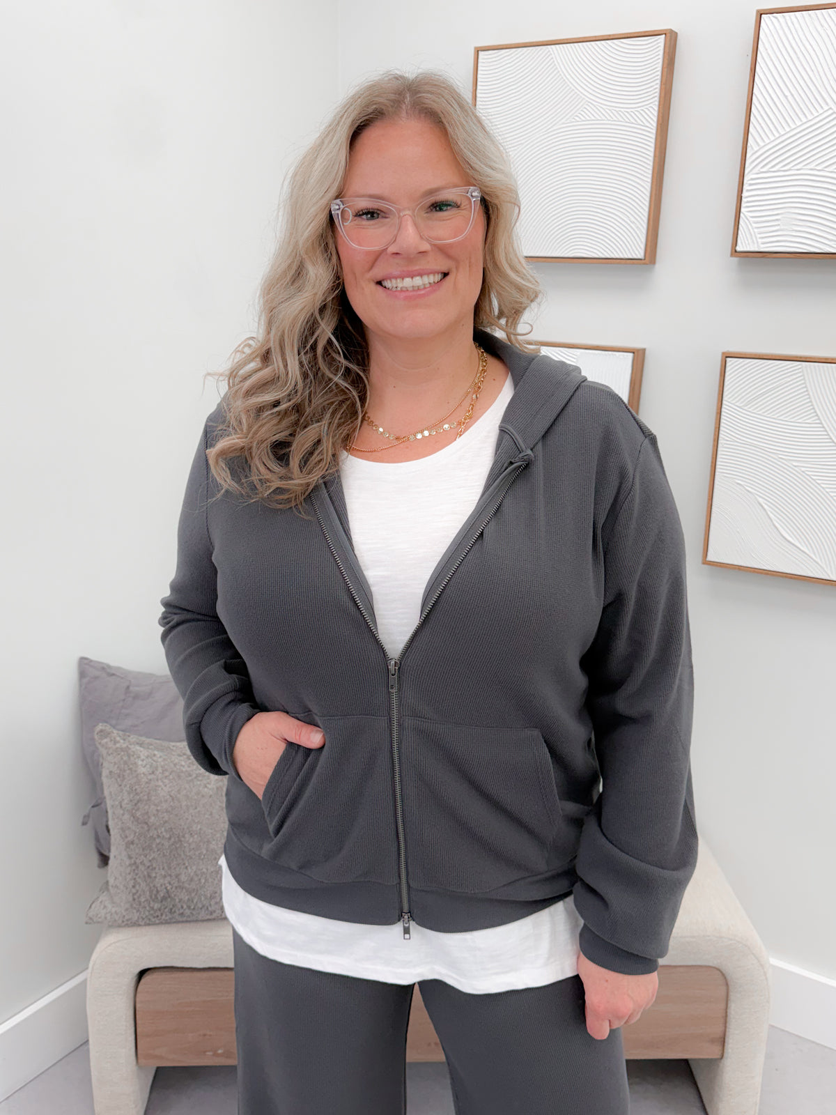 Jaynie Zip Hoodie in Coal
