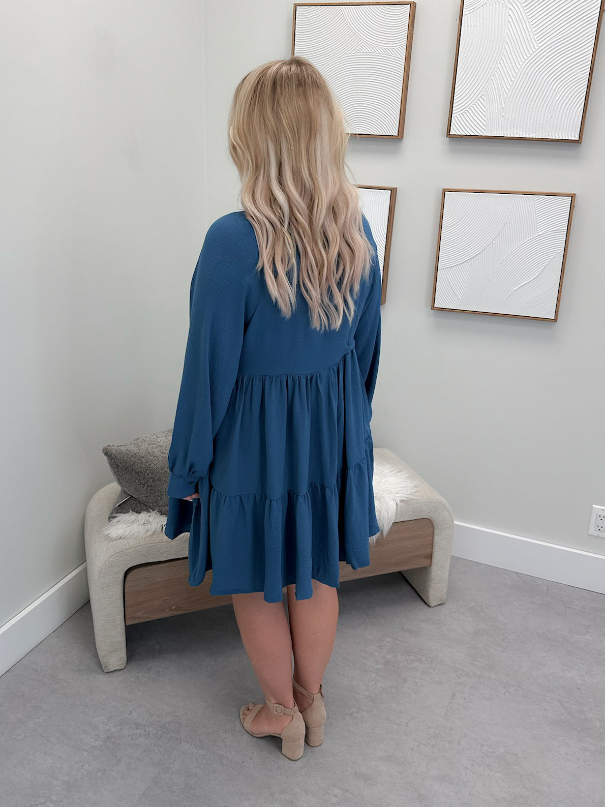 Easton Dress in Teal Blue
