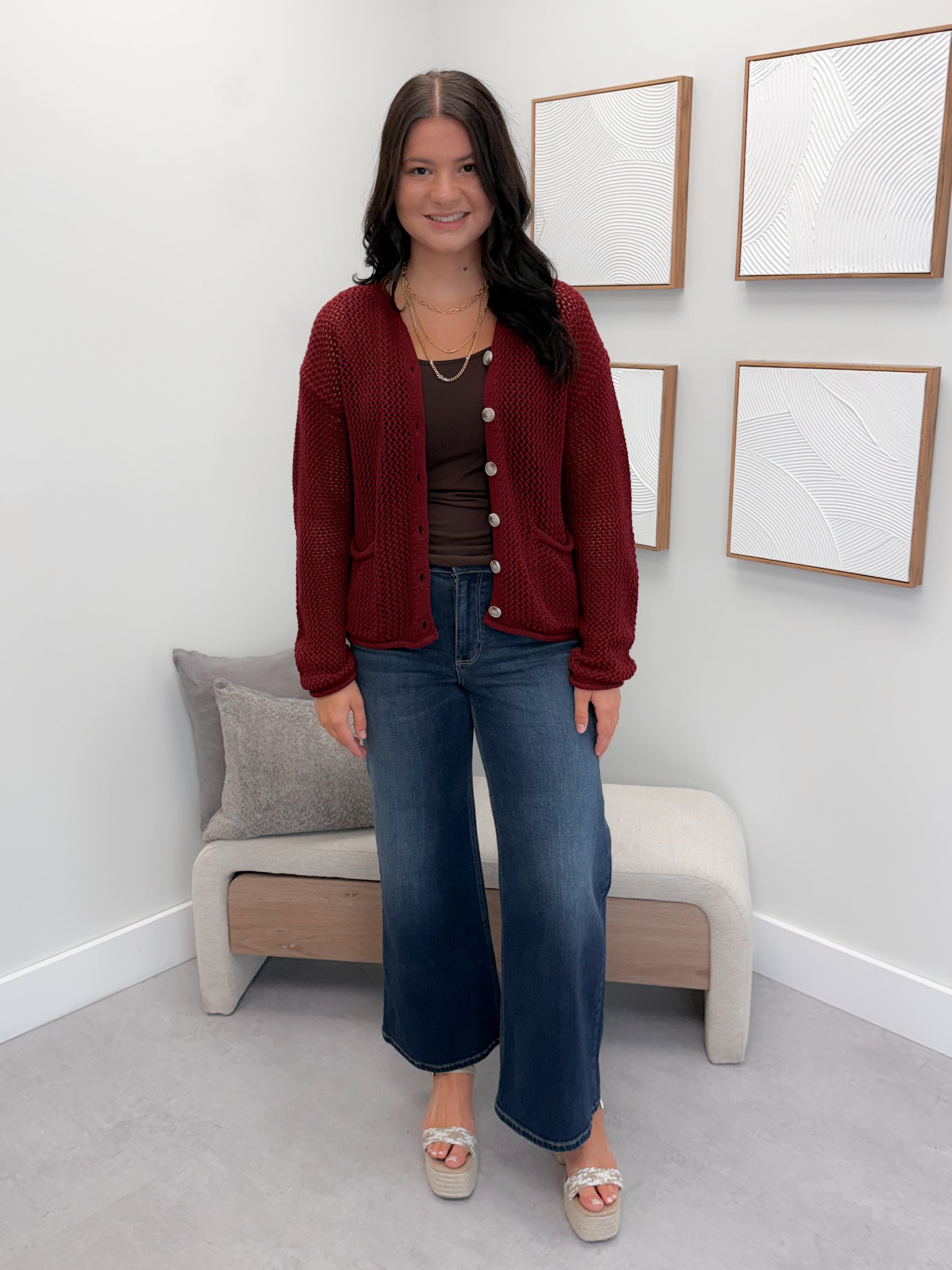 Liza Cardigan in Wine