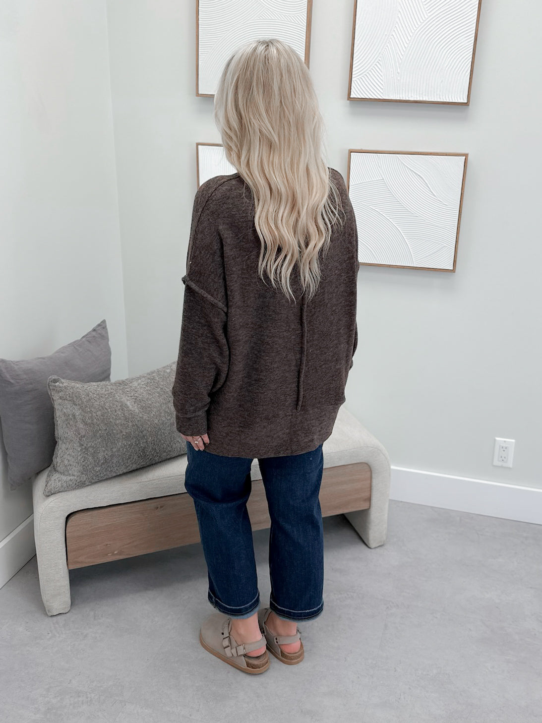 Denton Brushed Pullover in Brown