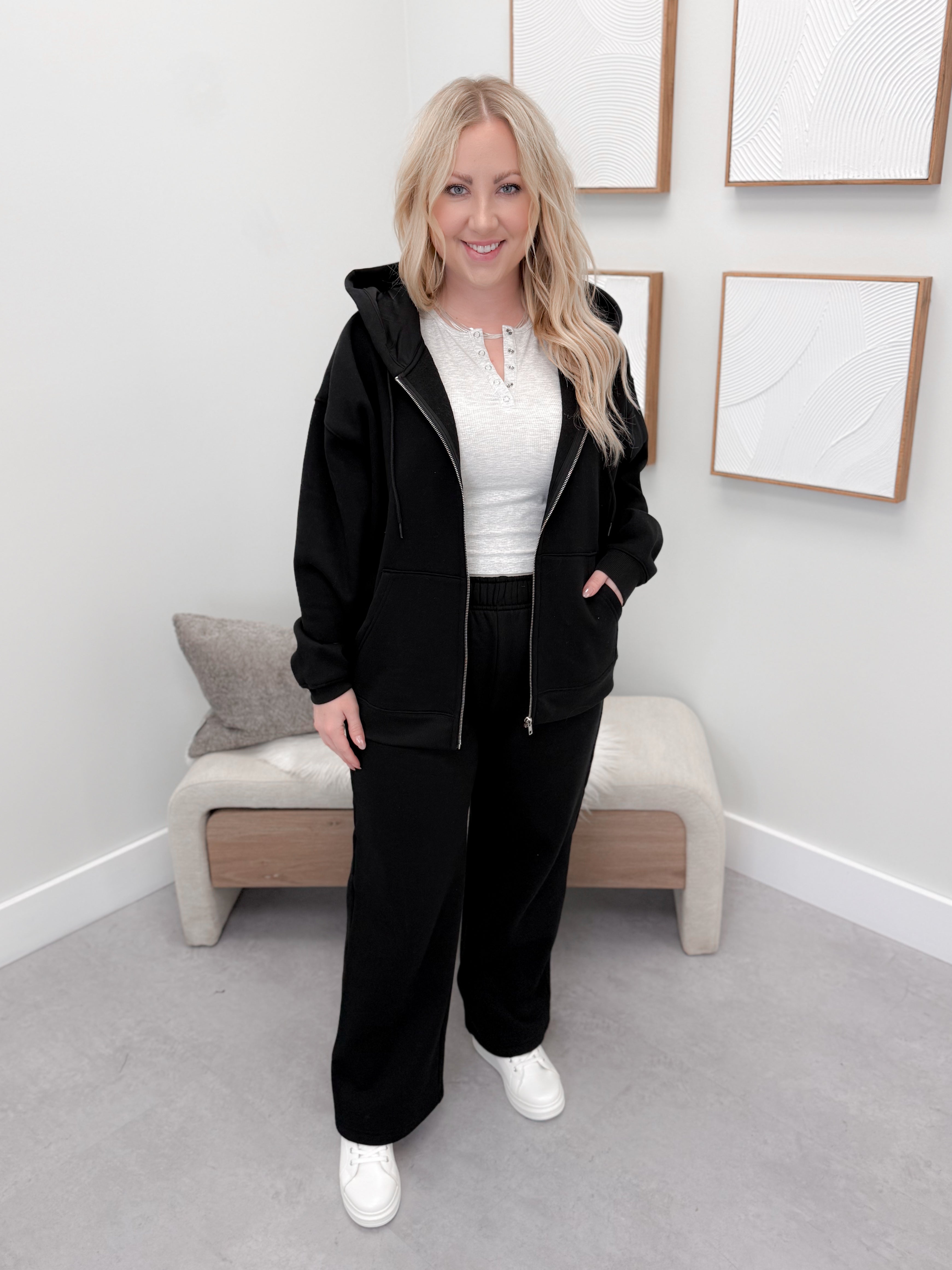 Blair Zip Up Hoodie in Black