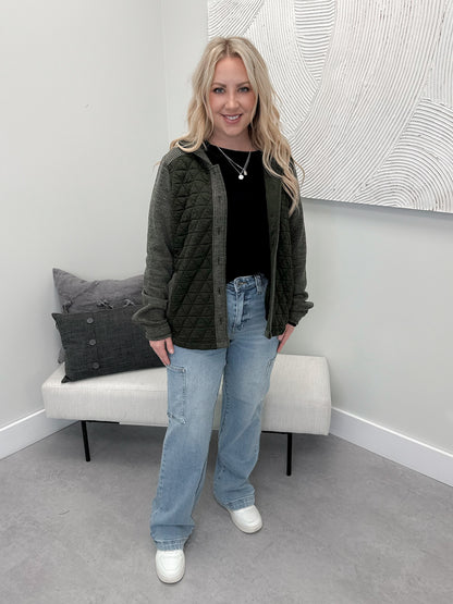 Kane Quilted Shacket in Forest