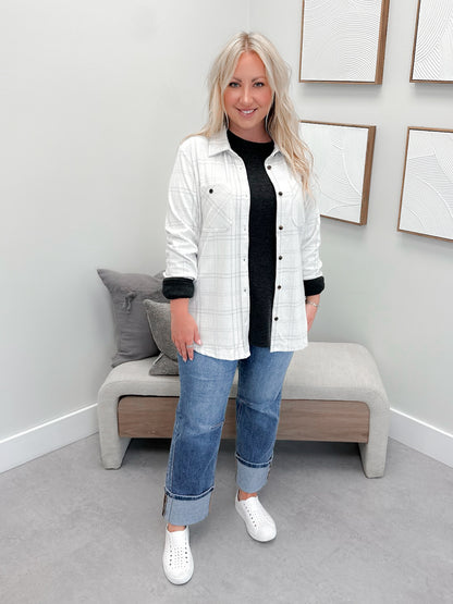 Briar Shacket in Grey Plaid