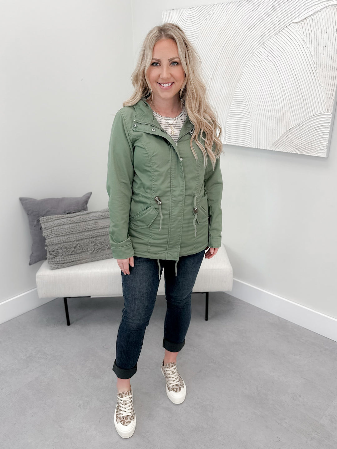 Lorna Canvas Jacket in Hedge Green