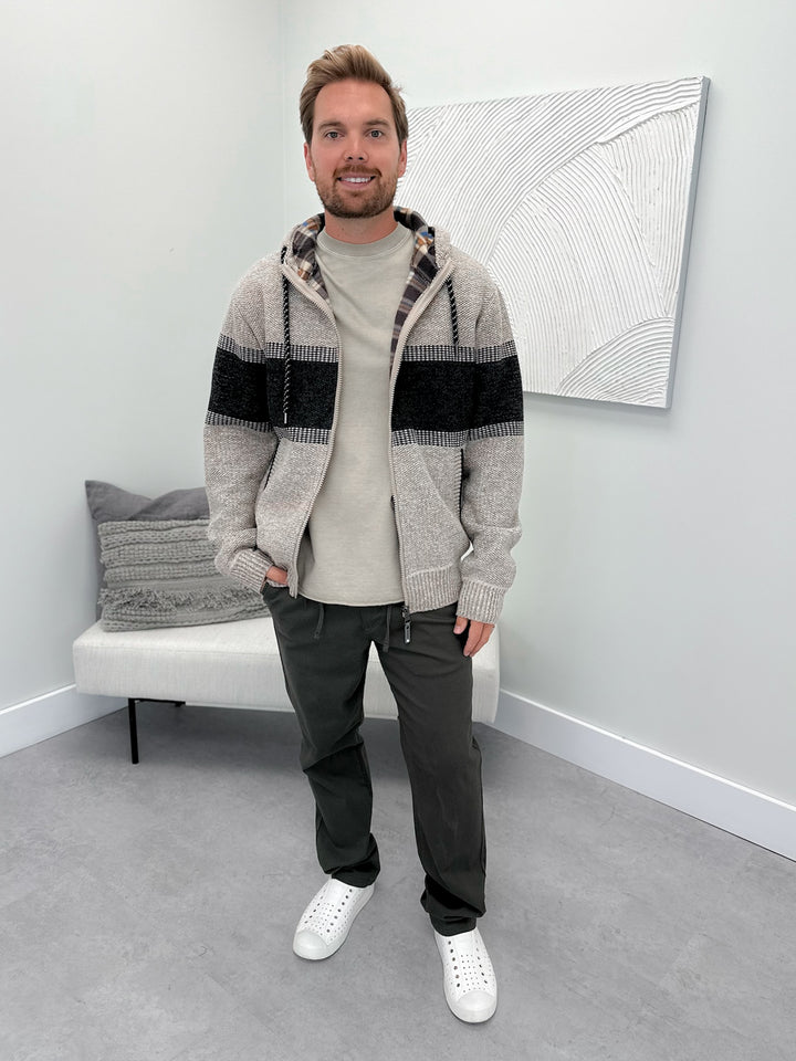 Mens Bear Sweater Hoodie in Beige