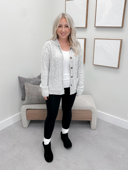 Confetti Dot Cable Cardigan in Grey