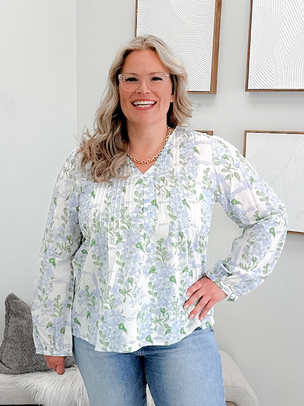 Loraina Blouse in Blue Floral