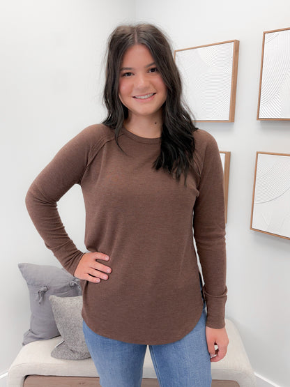 Emory Waffle Long Sleeve in Brown