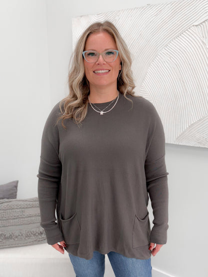 229 Pocket Sweater in Iron by Twenty Nine The Label