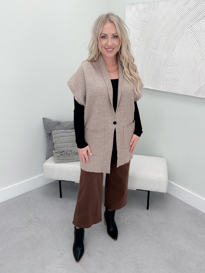 Rooney Poncho Cardigan in Mocha